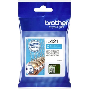 Cartus Cerneala Original Brother LC-421C, Cyan, 200 Pagini, Compatibil DCP-J1050DW, DCP-J1140DW, MFC-J1010DW