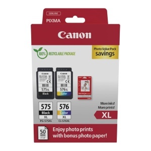 Cartuse de cerneala Canon PG-575XLCL-576XL si Fotopaper 4x6, 50 foi