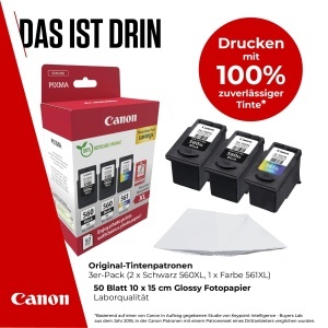Cartuse imprimanta Canon PG-560XLCL-561XL, set 3 bucati, cu fotopapier 50 coli, compatibil PIXMA TS - Img 2