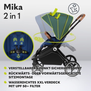 Carucior 2in1 LIONELO Mika, usoara, cu suport pentru bebelusi, accesorii incluse - Img 3