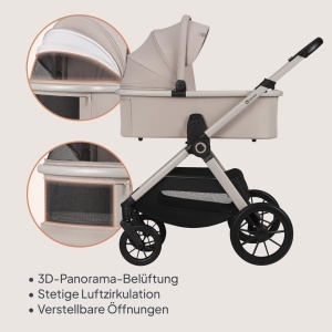 Carucior 3 in 1 Lionelo Layla, cu scaun auto i-Size, pana la 22 kg, cu roti PU - Img 7