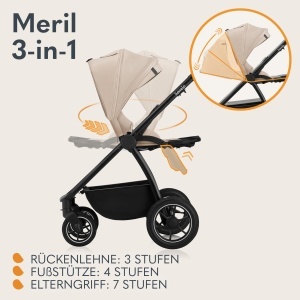 Carucior 3-in-1 LIONELO MERIL pentru copii 0-48 luni, roti all-terrain, XXL parasolar UPF50 - Img 4