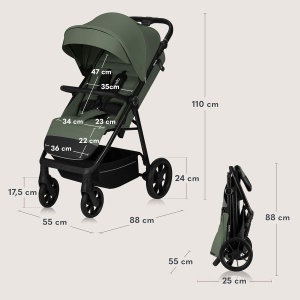 Carucior copii LIONELO IVA, capacitate 22 kg, 360 roti, protectie UPF50 - Img 9