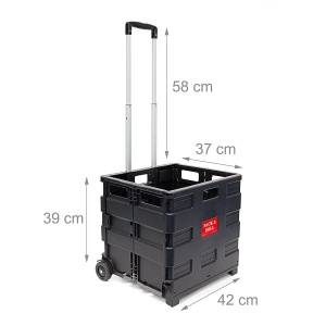 Carucior de cumparaturi Relaxdays, pliabil, capacitate 35 kg, negru - Img 4