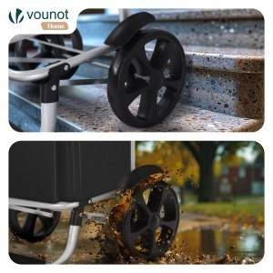 Carucior de cumparaturi VOUNOT cu cadru din aluminiu, capacitate 58L, negru - Img 6