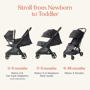Carucior Ergobaby Metro3 cu functie de culcare, 0-22kg, bej natural - Img 5