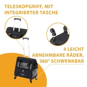 Carucior Ferplast Dog Crate Voyager Cutie de transport pisici Geanta pentru caini maner extensibil curele reglabile deschidere larga roti detasabile m - Img 6