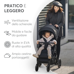 Carucior KikkaBoo Urban Dark Grey Compact Pliabil EVA Roti Suspensie - Img 3