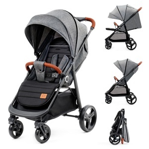 Carucior Kinderkraft GRANDE PLUS, 0-22 kg, 4 roti cu suspensie, gri