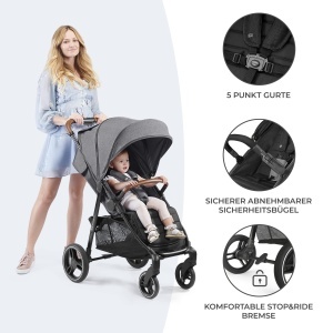 Carucior Kinderkraft GRANDE PLUS, pentru copii de la nastere pana la 22 kg, negru - Img 7