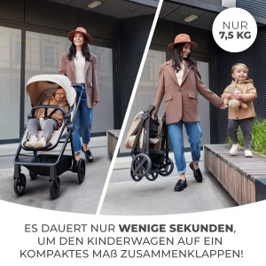 Carucior Kinderkraft NEWLY 4 in 1, usor, pana la 22 kg, negru - Img 4