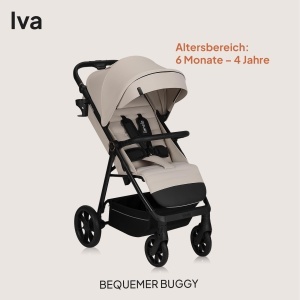Carucior LIONELO IVA pentru copii 0-4 ani, 22 kg, cu roti PU si copertina XXL - Img 2
