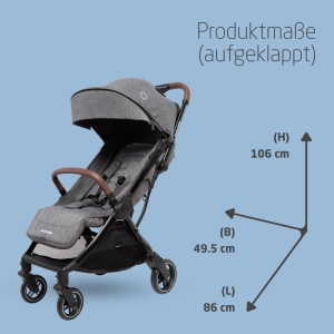 Carucior Maxi-Cosi Eva3, 0-4 ani, 0-22 kg, carucior pentru copii, usor si compact, pozitie de culcare plata, 3 pozitii de culcare, pliabil automat cu 1 mana, curea de transport, Select Gri - Img 8