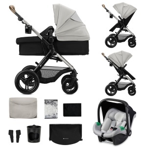Carucior multifunctional Kinderkraft MOOV 2 XL AIR 3 in 1 Gri roti mari gonflabile