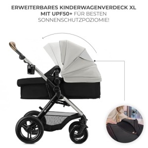 Carucior multifunctional Kinderkraft MOOV 2 XL AIR 3 in 1 Gri roti mari gonflabile - Img 11
