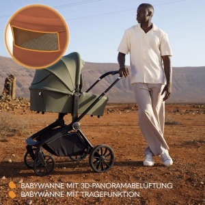 Carucior multifunctional Lionelo Mika Plus 3-in-1 0-48 luni 22 kg amortizare roti 360deg XXL-verdeac UPF 50 - Img 6