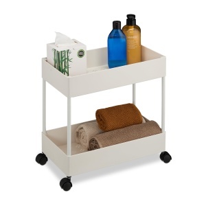 Carucior multifunctional Relaxdays, 2 etaje, alb, 38x39,5x21,5 cm
