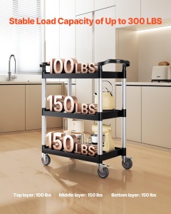 Carucior multifunctional VEVOR SYTCSS10, 136 kg capacitate, 3 etaje, roti 360 - Img 2