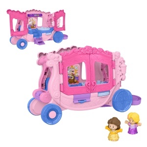 Carucior muzical pentru copii Fisher-Price Little People, cu figurine Disney Princess