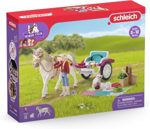 Carucior pentru cai Schleich Horse Club 42467, 38 piese, cu accesorii - Img 9
