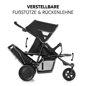 Carucior pentru copii hauck Freerider Black, pentru 2 copii, compact, cu functie de culcare - Img 5