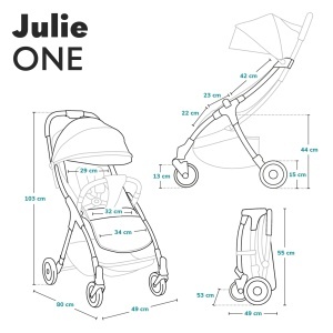 Carucior pentru copii Lionelo Julie One pana la 22 kg spatar si suport picioare reglabile pliere compacta accesorii incluse - Img 10