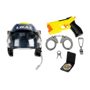 Casca de politie Theo Klein 8841 cu headset, accesorii incluse, pentru copii de 3 ani
