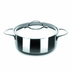 Caserola cu capac Ibili Noah 605020, inox, diametru 20 cm, culoare neagra