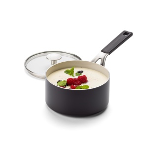 Caserola cu maner KitchenAid 16 cm1,58 L, Keramica Antiadherenta, Neagra - Img 5