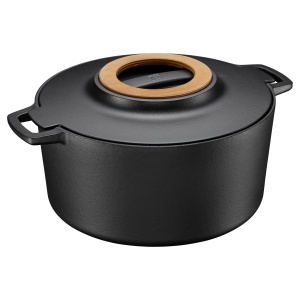 Caserola din fonta Fiskars Norden, 6 l, negrumaro, cu inel din lemn