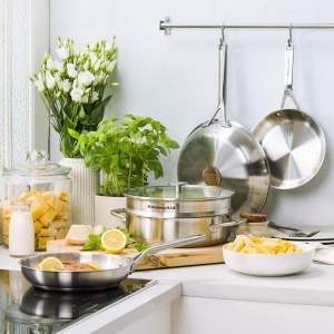 Caserola din inox KitchenAid 26 cm, 3,6 L, cu capac din sticla - Img 2
