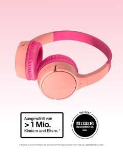 Casti audio Belkin SoundForm Mini pentru copii, roz, 30 ore autonomie - Img 2