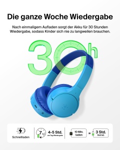 Casti audio Belkin SoundForm Mini, wireless, cu microfon, protectie auz, albastru - Img 4