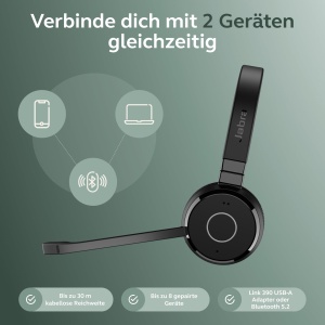 Casti audio Jabra Evolve 65 TE, wireless, cu microfon, negru, autonomie 16 ore - Img 5