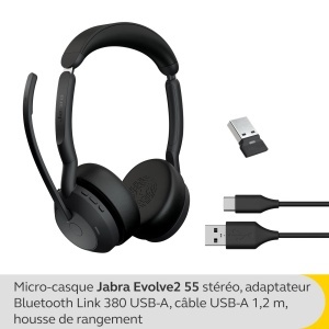 Casti audio Jabra Evolve2 55 - Bluetooth 5.2, ANC, Negru - Img 2