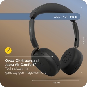Casti audio Jabra Evolve3 65 Flex Bluetooth cu Microfon, Noise Cancelling, USB-A - Img 5