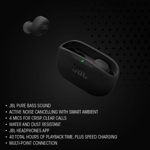 Casti audio JBL Wave Buds 2, Wireless, Noise-Cancelling, Negru - Img 4
