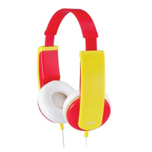 Casti audio JVC HA-KD5-R-E pentru copii, volum limitat 85dB, rosugalben - Img 1
