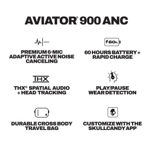 Casti audio Skullcandy Aviator 900 ANC, Bluetooth, Noise Cancelling, Negru - Img 9