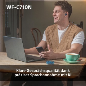 Casti audio Sony WF-C710N, Noise Cancelling, 40h autonomie, Albastru de sticla - Img 7
