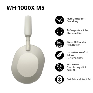 Casti audio Sony WH-1000XM5 cu Noise Cancelling, 30 ore autonomie, negru - Img 2