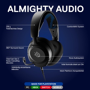 Casti audio SteelSeries Arctis Nova 1P, Hi-Fi, 360 Surround, Negru - Img 2