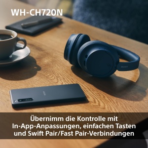 Casti Bluetooth fara fir Sony WH-CH720N cu anulare a zgomotului - Pana la 35 de ore de viata a bateriei si incarcare rapida - Negru - Img 9