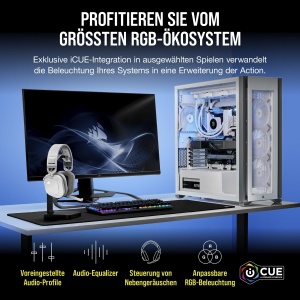 Casti de gaming multiplatforma CORSAIR HS80 RGB WIRELESS - Dolby Atmos - Microfon omnidirectional - Compatibil iCUE - PC, Mac, PS5, PS4 - Alb - Img 8
