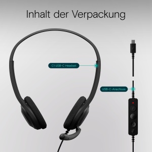 Casti EPOS C1 Business USB-C cu microfon, certificate Chrome, casti cu fir, PC cu microfon, microfon cu anulare a zgomotului, calitate audio imbunatatita, conectivitate pentru dispozitive moderne, usor - Img 5