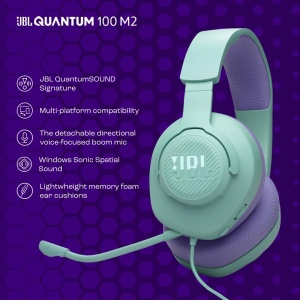 Casti gaming JBL Quantum 100M2 Over-Ear microfon detasabil compatibilitate multi-platforma Cyan - Img 2