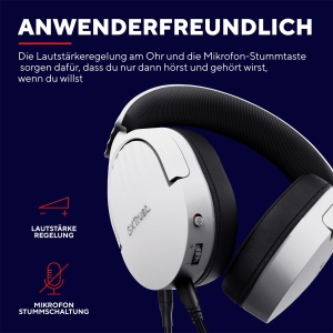 Casti Gaming Trust Gaming GXT 489W Fayzo pentru PC, PS5, PS4, Xbox Series X|S, Switch, Mufa 3.5mm, 35% Plastic Reciclat, Casti Over-Ear, Microfon cu Anulare A Zgomotului - Alb - Img 4