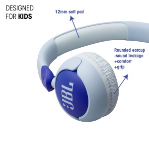 Casti JBL Junior 320 On-Ear pentru copii volum limitat 85 dB microfon integrat albastru - Img 2