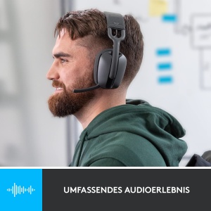 Casti over-ear wireless usoare Logitech Zone Vibe 100 cu microfon cu anulare a zgomotului, casti Bluetooth multipunct, functioneaza cu Teams, Google Meet, Zoom, Mac/PC - Graphite - Img 4