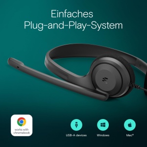 Casti profesionale EPOS C1 Business cu interfata USB-A microfon superior cu anulare a zgomotului certificare Chrome - potrivire confortabila durabilit - Img 4